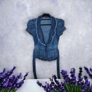 Vintage 00s era Guess Jeans Denim Blazer Blouse size M